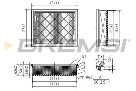 Фільтр повітряний Ford Edge/Galaxy/Mondeo 1.5/1.6/2.0TDCI/2.0EcoBlue 15- BREMSI FA2339