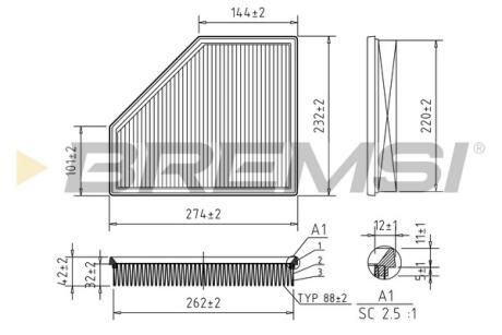 Фільтр повітряний BMW 3 (G20) 18- (B46/B48) BREMSI FA2395