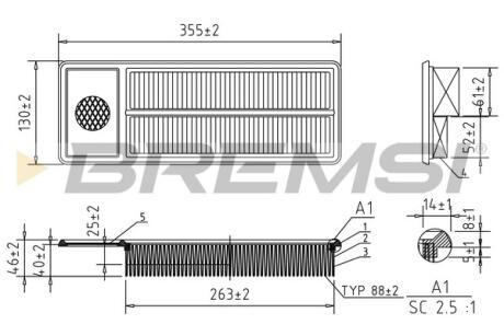 Фільтр повітряний Fiat Doblo 1.3D Multijet 10- BREMSI FA2409