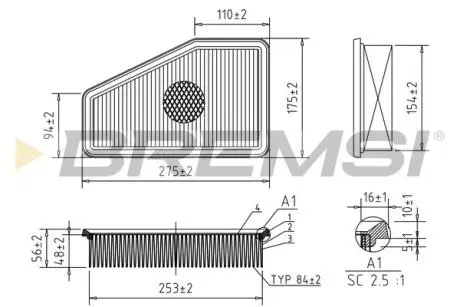 Фильтр воздушный Jeep Cherokee 13- BREMSI FA2567