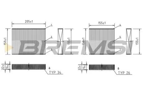 Фільтр салону Citroen C3 09-/C4 Cactus/Peugeot 2008 13-/207 06-15/208 12- (к-кт 2шт.) (вугільний) BREMSI FC0070