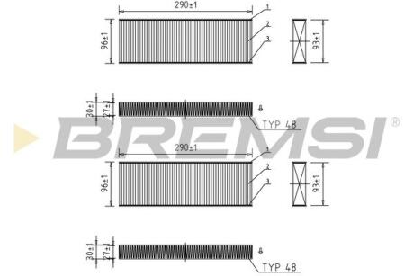 Фільтр салону Citroen Berlingo 1.2-1.6 08-/C4 1.6-2.0/Peugeot Partner 08-/Expert 16- (к-кт 2шт.) BREMSI FC0071