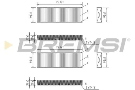Фільтр салону Citroen Berlingo/Peugeot Partner 08- (к-кт 2шт.) BREMSI FC0071A