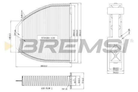 Фільтр салону MB GLK-class (X204) 08-15/E-Class (C207/W212) 09-16 (вугільний) (антибактеріальний) BREMSI FC0083A
