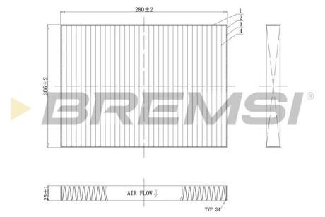 Фільтр салону VW Golf 1.6/1.8/1.9SDI/1.9TDI/2.0-16V 97- (вугільний) BREMSI FC0084C