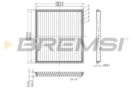 Фільтр салону Toyota Yaris 05-11 (вугільний) BREMSI FC0089A