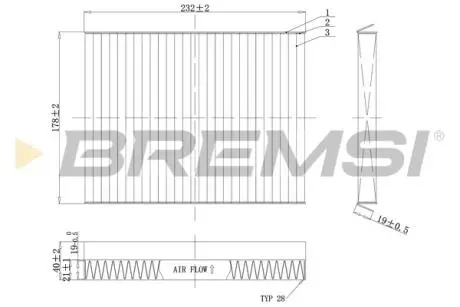 Фільтр салону Fiat Bravo 07-14/Stilo 01-08 (вугільний) BREMSI FC0091C