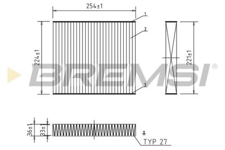 Фільтр салону Skoda Fabia/Roomster/VW Polo 99-10 (угольный/антибактериальный) BREMSI FC0103A (фото 1)