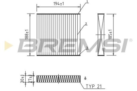 Фільтр салону Fiat Panda/500/500e 06- (вугільний) BREMSI FC0171A