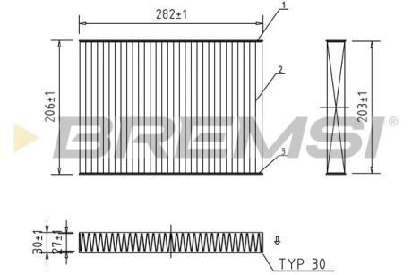 Фільтр салона VW Golf IV/Skoda Octavia/Audi A3 1.0-3.2 92-10 (вугільний/антиалергеннний) BREMSI FC0181A