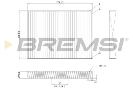 Фільтр салону VW Golf 1.6/1.8/1.9SDI/1.9TDI/2.0-16V 97- (вугільний) BREMSI FC0181C