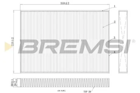 Фільтр салону Audi A4/ A5/ Q5/ Q7 2.0-3.0 TDI 15- (вугільний/антибактеріальний) BREMSI FC0410A