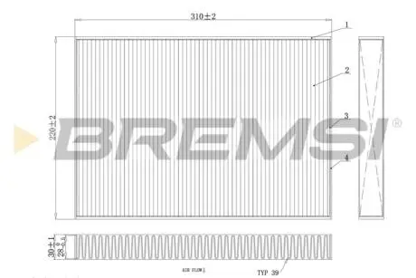 Фільтр салону Audi A4/ A5/ Q5/ Q7 2.0-3.0 TDI 15- (вугільний) BREMSI FC0410C