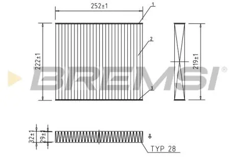 Фільтр салону VW Polo 1.0TSI/Seat Ibiza 1.0 i/1.6 TDI 17- (антиалергенний/вугільний) BREMSI FC0416A