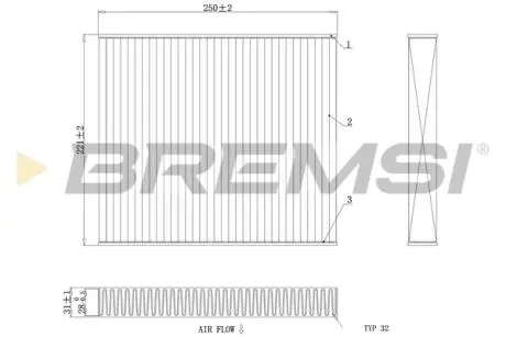 Фільтр салону VW Polo 1.0TSI/2.0GTI/Seat Ibiza 1.0TSI/1.6TDI 17- (вугільний) BREMSI FC0416C