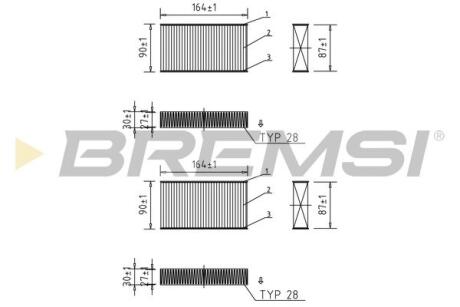 Фільтр салону BMW X3 (F25)/X4 (F26) 10- (вугільний) (к-кт 2шт.) BREMSI FC0425 (фото 1)