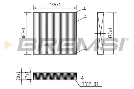 Фільтр салону Fiat Sedici 06-14/Suzuki SX4/Swift/Toyota Duna/Daihatsu Terios 06- BREMSI FC0427