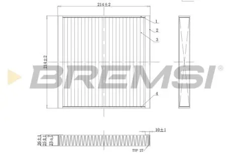 Фільтр салону Smart Fortwo 07-14 (вугільний) BREMSI FC0437C