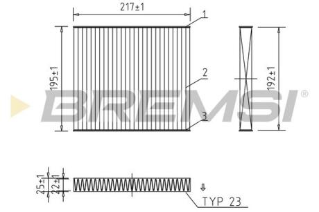 Фільтр салону Dodge Avenger 07-14/Caliber/Journey/Jeep Compass 06-/Fiat Freemont 11- (вугільний) BREMSI FC0441C