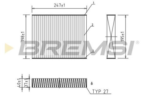 Фільтр салону BMW 3 (F30/F80) 1.6-3.0D 11- (антиалергенний) BREMSI FC0455A