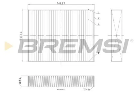 Фільтр салону BMW 3 (F30/F80)/1 (F20/F21) 11-18 (вугільний) BREMSI FC0455C