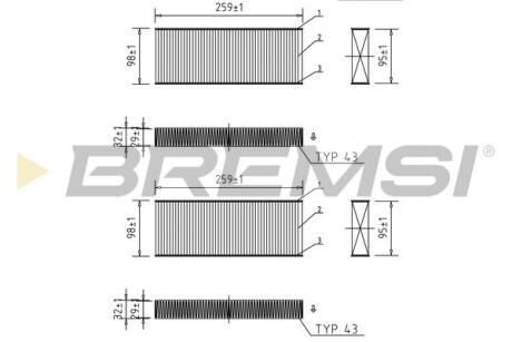 Фільтр салону Opel Astra L 21-/Peugeot 308 13-/408 22-/508 18- (к-кт 2 шт.) BREMSI FC0464