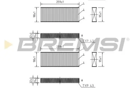Фільтр салону Opel Astra L 21-/Peugeot 308 13-/408 22-/508 18- (к-кт 2 шт.) BREMSI FC0464