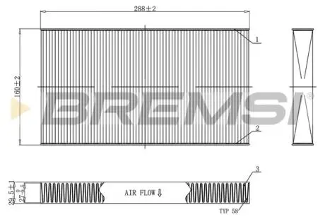 Фільтр салону Fiat Bravo/Brava/Marea 96-02/Iveco Daily -14 (290x160x30) BREMSI FC0477