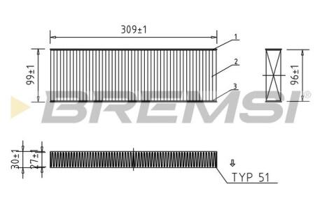 Фільтр салону Audi A6 2.0/2.7TDI 04- (вугільний) (к-кт 2 шт.) BREMSI FC0852