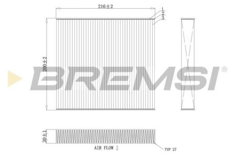 Фільтр салону Mitsubishi Outlander 06- (вугільний) BREMSI FC0855C