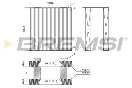 Фільтр салону BMW X3 (F25)/X4 (F26) 2.0/3.0D 10- (к-кт 2 шт.) BREMSI FC0892 (фото 1)