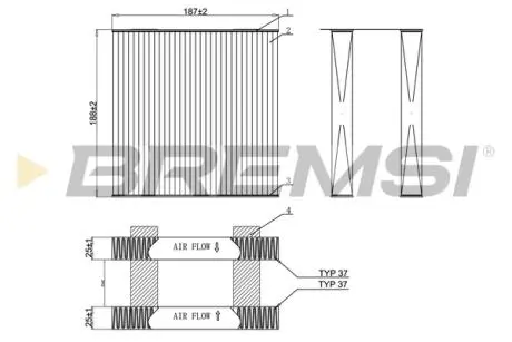 Фільтр салону BMW X3 (F25)/X4 (F26) 2.0/3.0D 10- (к-кт 2 шт.) BREMSI FC0892