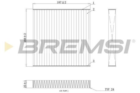 Фільтр салону BMW X3 (F25)/X4 (F26) 2.0/3.0D 10-18 (вугільний/антибактеріальний) (к-кт 2 шт.) BREMSI FC0892A