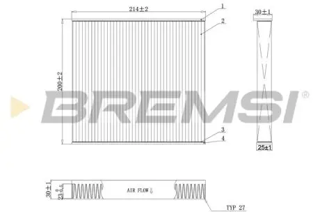 Фільтр салону Ford Transit V347 06- (вугільний) BREMSI FC0905C