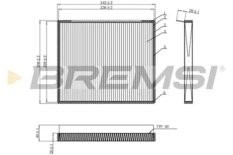 Фільтр салону Hyundai Accent III 05-10/i30 11-/KIA Ceed 12- (вугільний) BREMSI FC0917C