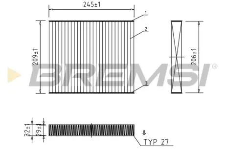 Фильтр салона BMW 5 (F10/F11/F07)/6 (F06/F12/F13)/7 (F01-F04) 08-18 (угольный) (к-кт 2 шт.) BREMSI FC0931C