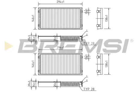 Фільтр салону BMW X5 (E70/F15/F85) 06-18/ X6 (E71/E72/F16/F86) 08-19 (к-кт 2 шт.) BREMSI FC0948