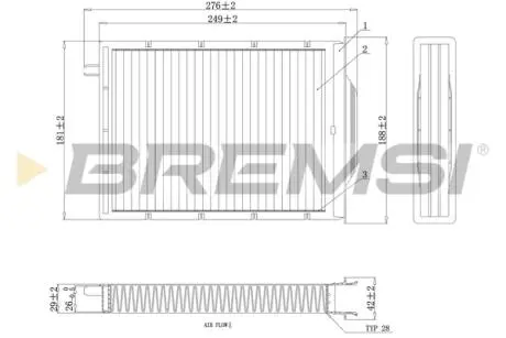 Фильтр салона (225x486x42) Renault Megane II 02-09 BREMSI FC0980C