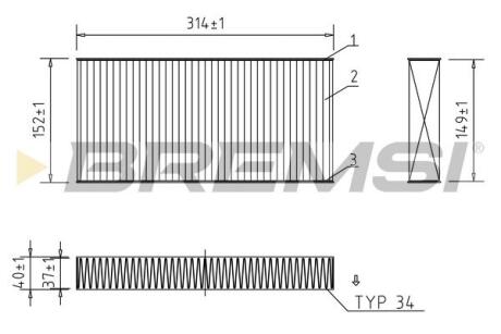 Фільтр салону Citroen C5/C6/Peugeot 407 04- (вугільний) BREMSI FC0997C (фото 1)