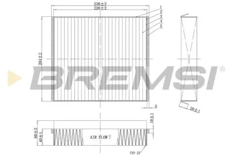 Фільтр салону MB ML-class (W163) 98-05 (вугільний) BREMSI FC1333C