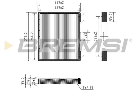 Фільтр салону Hyundai Elantra 00-06/Matrix 01-10/Coupe 96-09 BREMSI FC1527