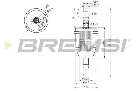 Фільтр паливний Audi 80/100 1.6-2.1 -90/ВАЗ 2103/2105/2106 1.2-1.6 BREMSI FE0034