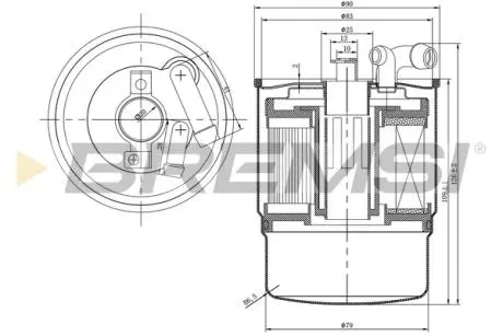 Фільтр паливний MB Sprinter 2.2-3.0CDI (+отв. датчика води) BREMSI FE0346