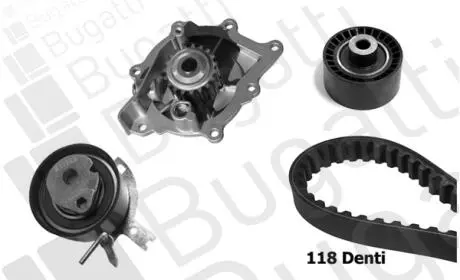 Комплект ГРМ + помпа Citroen C5/C6/C8/Peugeot 407/508/607 2.2HDI 06- (25.4x118) BUGATTI KBU10114A