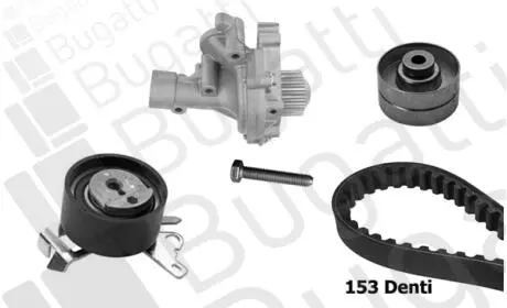 Комплект ГРМ + помпа Fiat Scudo 2.0i 00-06 (25.4x153z) (VKPA 83650) BUGATTI KBU10234A