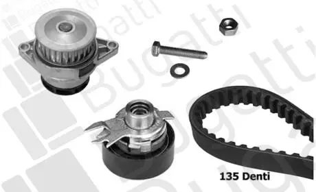 Комплект ГРМ + помпа VW Caddy II/Golf III 1.4 91-97 (19x135z) BUGATTI KBU8704A