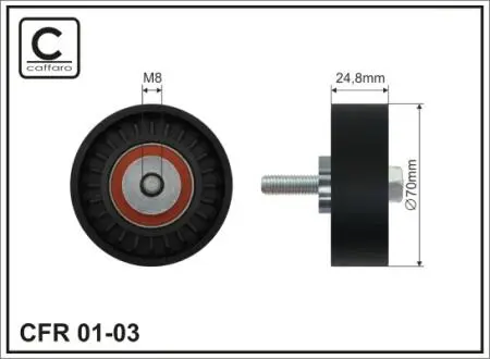 70x8x25 Ролик направляючий паска генератора DB 103/104 2,6-3 CAFFARO 0103