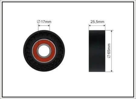 Ролик натяжной CITROEN 2.0HDi/2.2HDi/FOR d=65 s=2 CAFFARO 0591