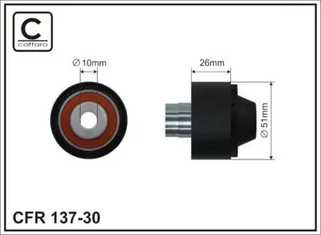 Ролик проміжний поліклинового ремня Citroen Berlingo/C3 I/Xsara/Picasso, Ford Fiesta V/Fusion, Mazda 2, Peugeot 206/SW/Partner 1.4D/1.6D 09.01- 51x10x26 CAFFARO 13730