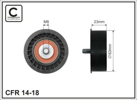 Ролик промежуточный ремень ГРМ Opel Astra F/G/H/GTC 1.4-1.8 03.93- 63x8x23 CAFFARO 1418